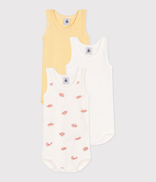 Juego de 3 bodis de algod&oacute;n sin mangas con cangrejo para beb&eacute; multicolor
