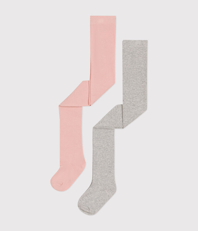 Juego de 2 pares de leotardos infantiles de punto de algod&oacute;n multicolor