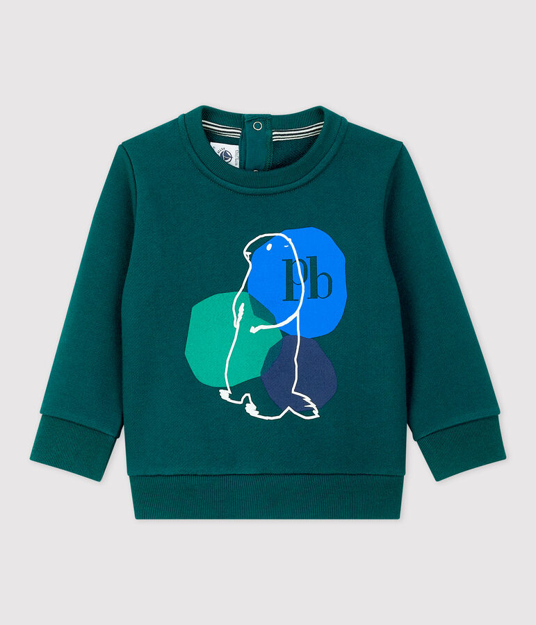 Sudadera de mulet&oacute;n de beb&eacute;. verde
