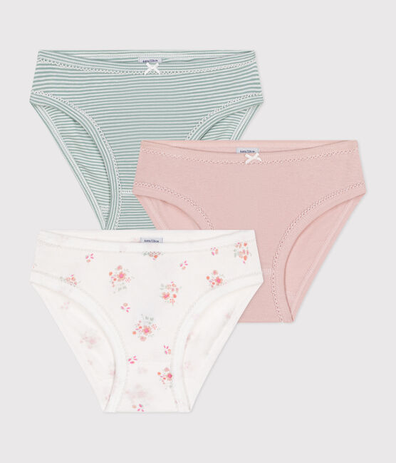 Juego de 3 braguitas infantiles de algodón con flor variante 1