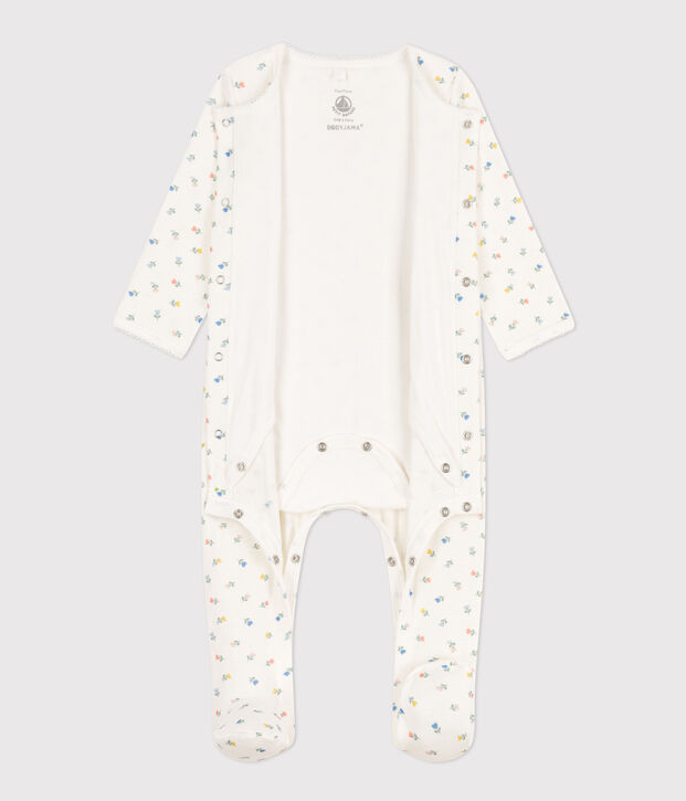 Bodyjama de algod&oacute;n con flores blanco/multicolor