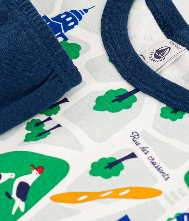 Pijama infantil corto de algod&oacute;n con estampado de Par&iacute;s azul/multicolor
