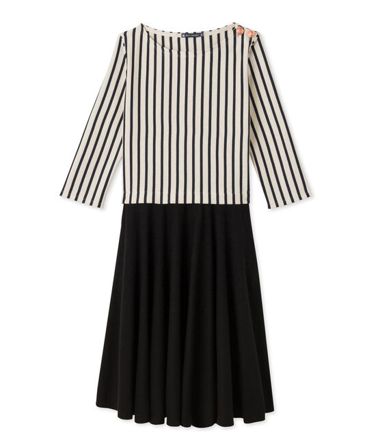 Vestido con efecto "dos piezas" para mujer beige COQUILLE/azul SMOKING