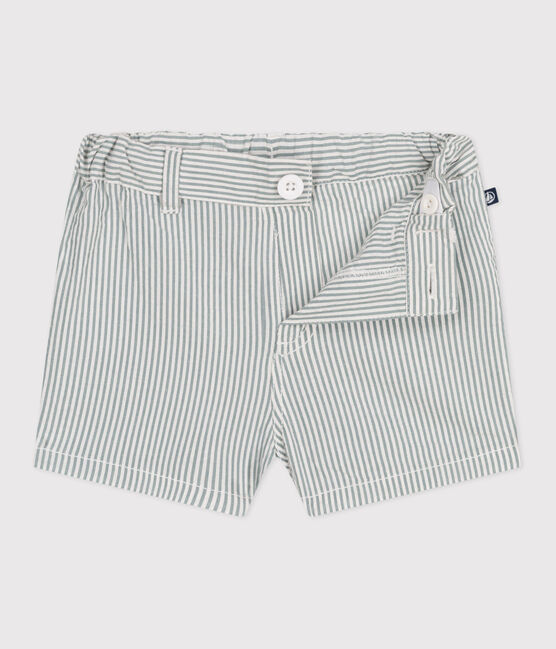Shorts de seersucker a rayas para bebé blanco MARSHMALLOW/azul BRUT