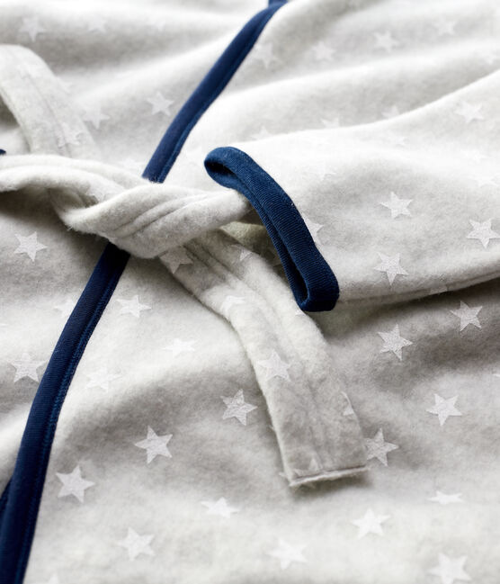 Bata de estrellas de niña/niño de tejido polar gris BELUGA/blanco ECUME