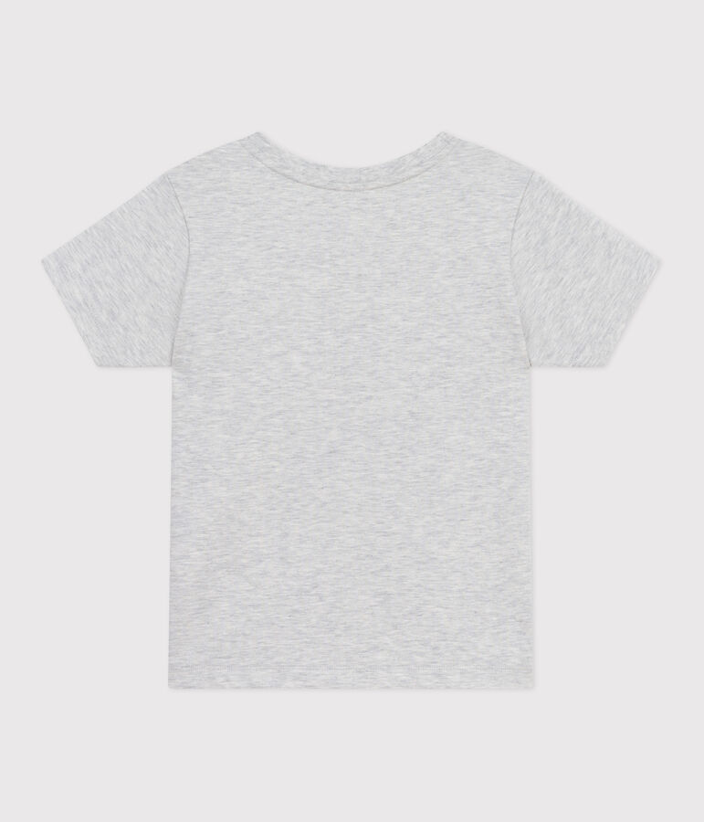 Camiseta infantil de manga corta de algod&oacute;n con estampado gris