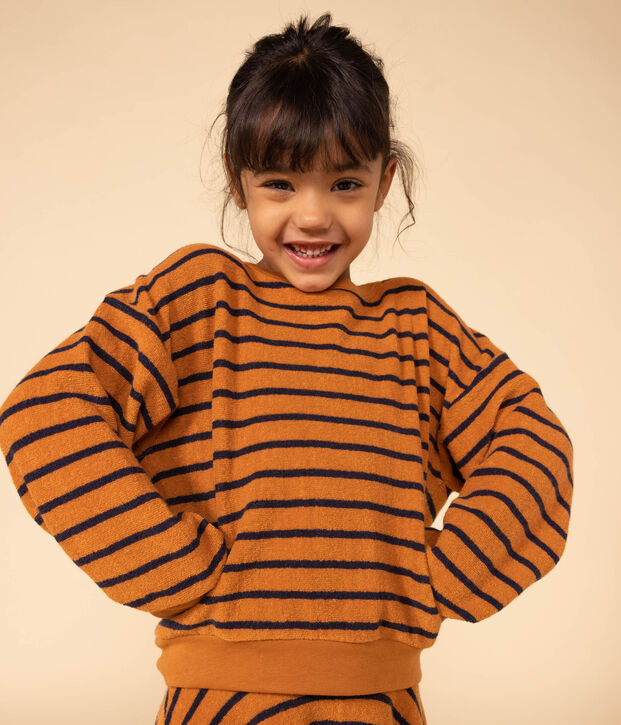 Sudadera de rizo de ni&ntilde;a/ni&ntilde;o marron/azul