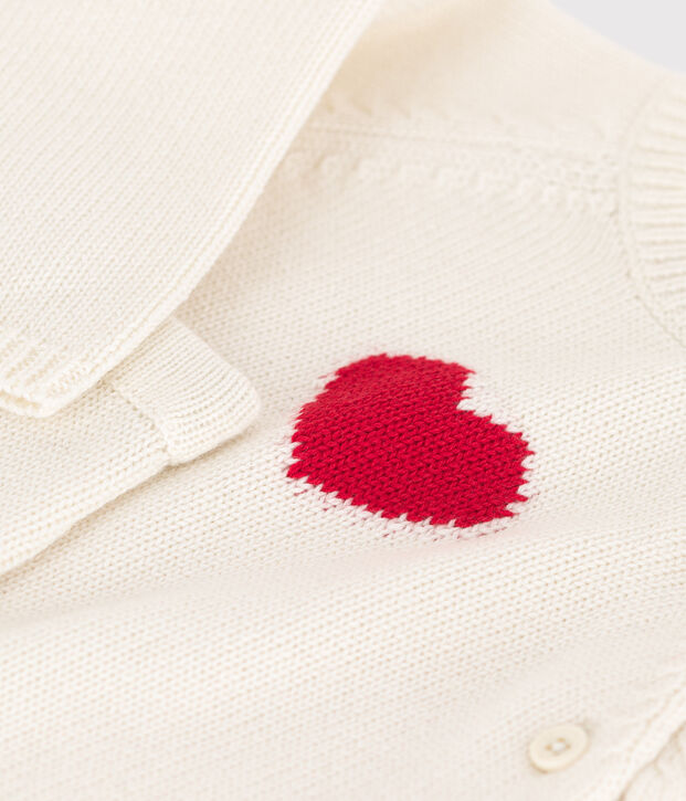 Conjunto de punto de lana y algod&oacute;n con motivo de coraz&oacute;n para beb&eacute; blanco/rojo