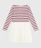 Vestido infantil de manga larga de algodón y tul rojo MILK/ AMARANTE