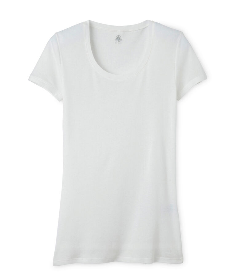 Camiseta de algod&oacute;n ligero para mujer blanco Lait