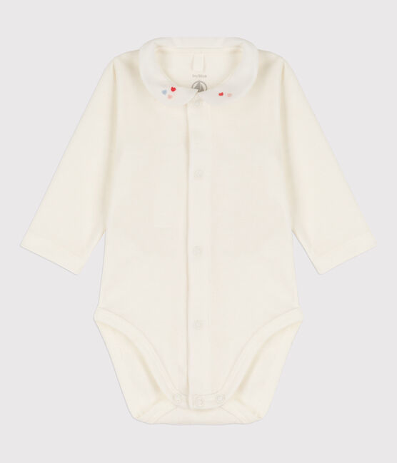 Bodi blanco con cuello de bebé de algodón orgánico blanco MARSHMALLOW