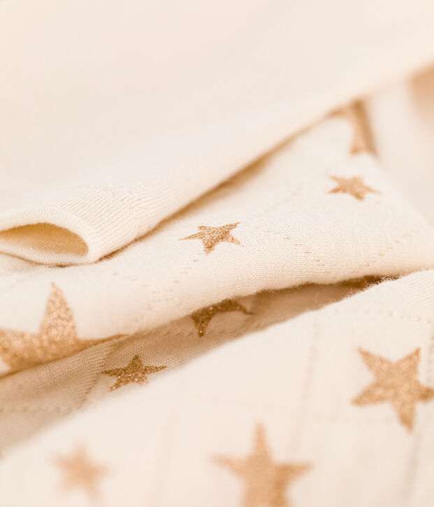 Vestido de dos materiales de manga larga para ni&ntilde;a crudo