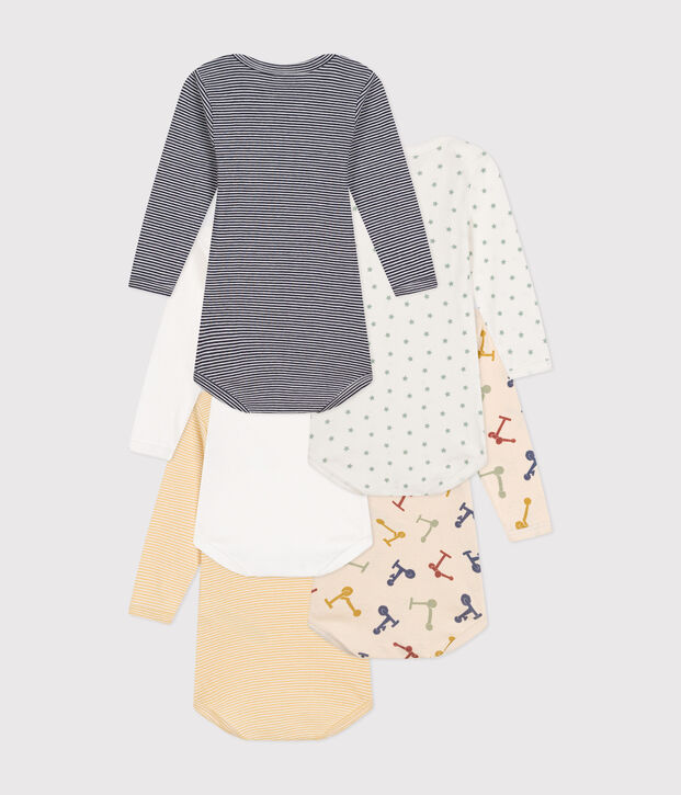 Juego de 5 bodis de algod&oacute;n de manga larga con motivo de patinete para beb&eacute; multicolor
