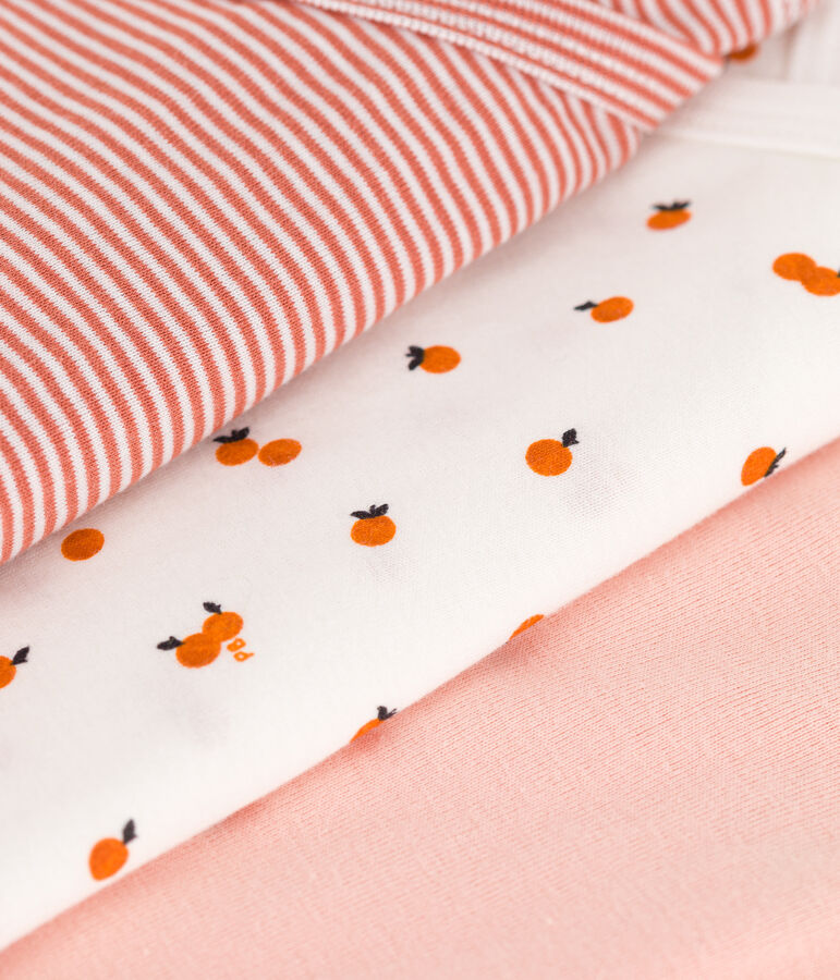 Juego de 3 bodis cruzados y estampados de manga corta de algod&oacute;n variante 2