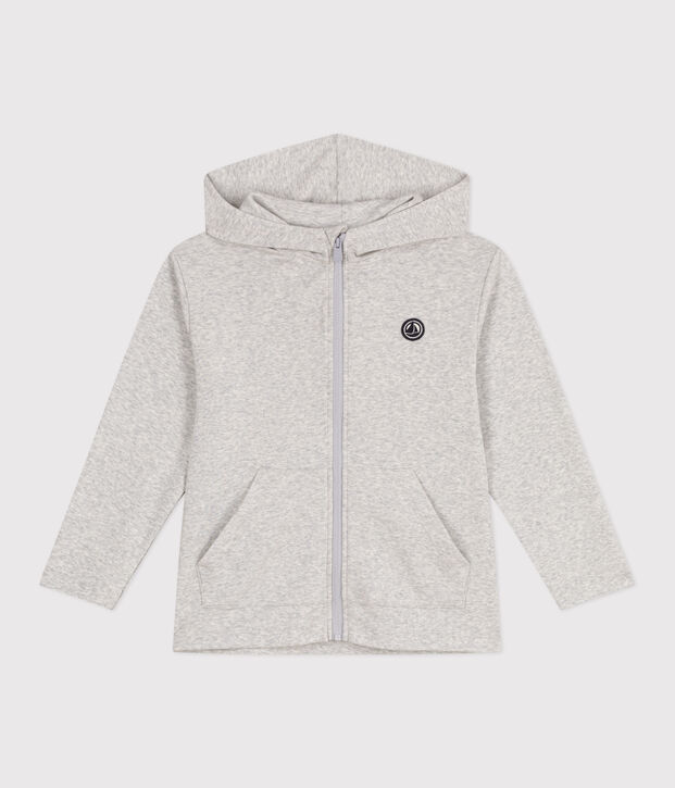 Sudadera infantil de algod&oacute;n liso con capucha y cremallera BELUGA CHINE