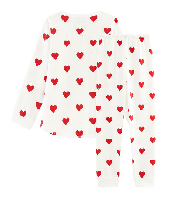 Pijama de felpa para niña-niño blanco MARSHMALLOW/rojo TERKUIT