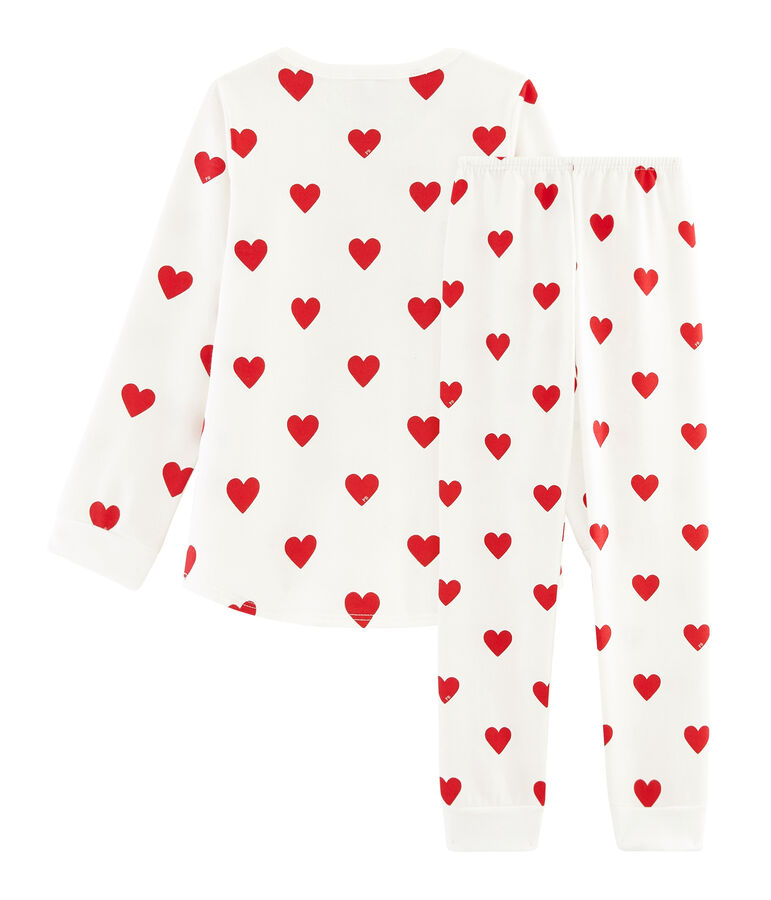 Pijama de felpa para ni&ntilde;a-ni&ntilde;o blanco/rojo
