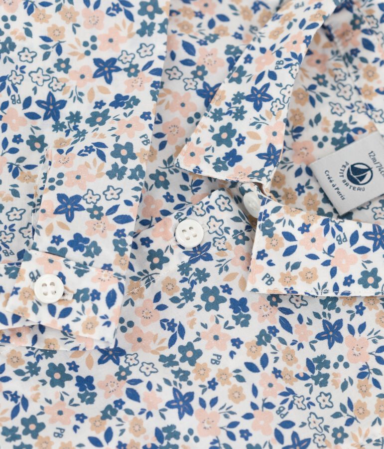 Camisa de manga larga de beb&eacute; con estampado de flores de popelina blanco/multicolor