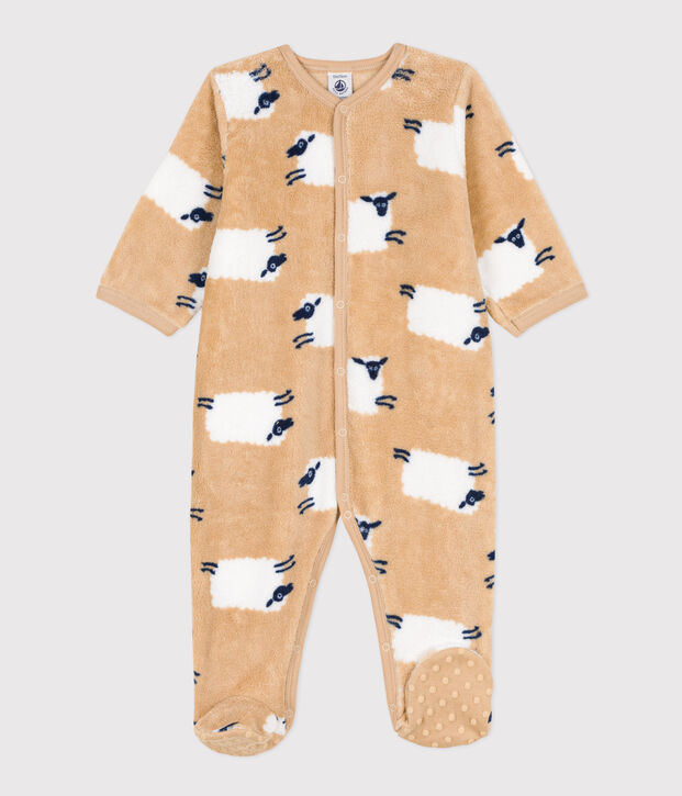 Sobrepijama de tejido polar para beb&eacute; beige/multicolor