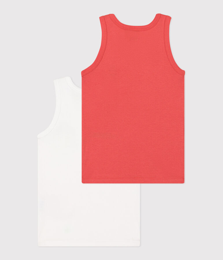 Juego de 2 camisetas sin mangas infantiles de algod&oacute;n multicolor