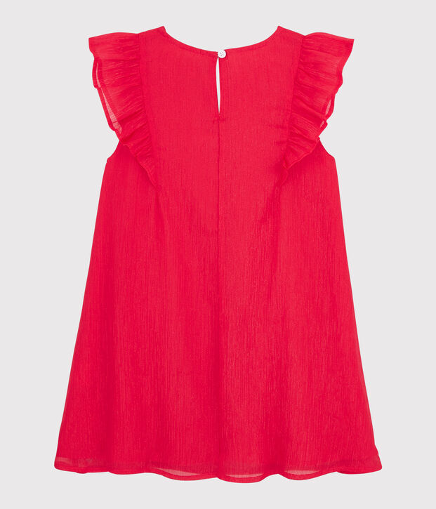 Vestido de celebraci&oacute;n de crep&eacute; de ni&ntilde;a rosa