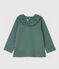 Blusa con cuello de gorguera de algodón de bebé niña verde VALLEE/blanco MARSHMALLOW
