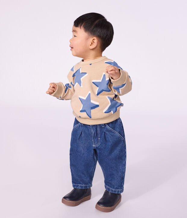 Sudadera de algod&oacute;n con estampado de corazones para beb&eacute; beige/multicolor