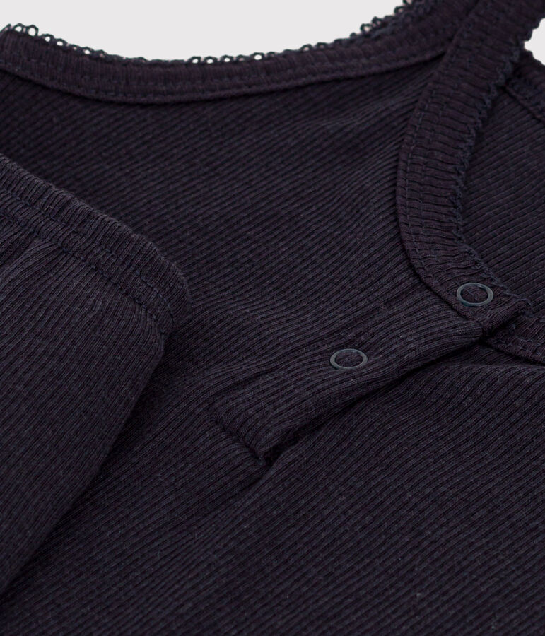 Pijama corto y liso de tirantes de algod&oacute;n y lyocell para ni&ntilde;a azul