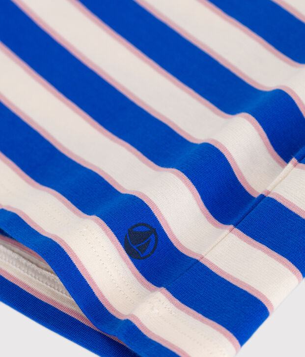 Camiseta infantil de manga corta de algod&oacute;n con rayas crudo/multicolor