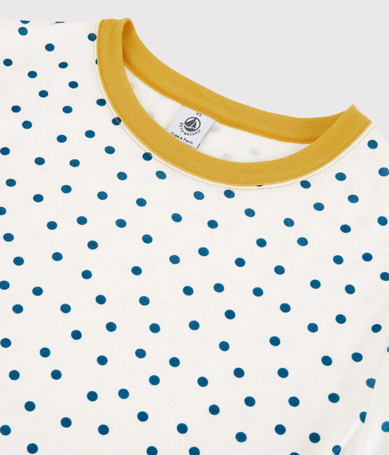 Camiseta de cuello redondo de lunares de algodón de mujer blanco MARSHMALLOW/ MALLARD