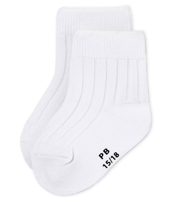 Calcetines de punto para bebé unisex blanco ECUME