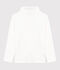 Camiseta infantil de cuello alto de algod&oacute;n blanco