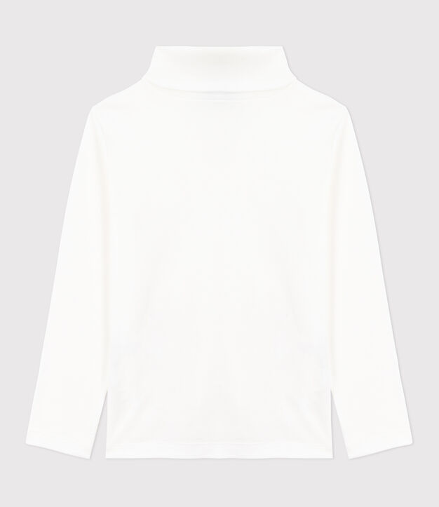 Camiseta infantil de cuello alto de algod&oacute;n blanco