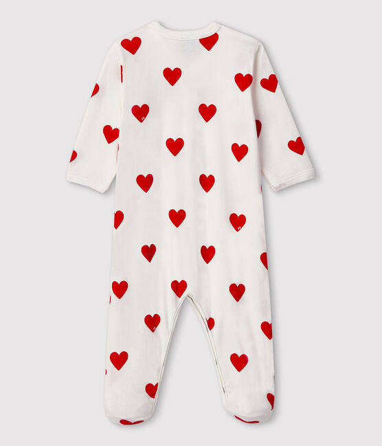 Pelele de punto de canalé con corazones rojos para bebé blanco MARSHMALLOW/rojo TERKUIT