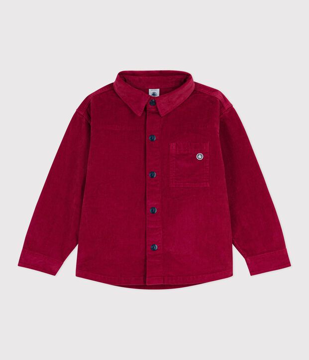 Camisa infantil lisa de pana rojo