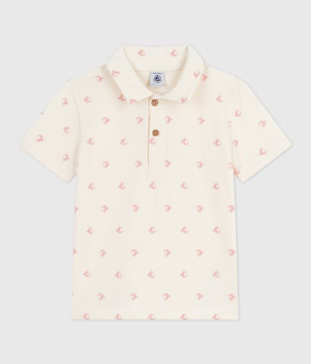 Polo infantil de algod&oacute;n estampado de manga corta rojo/rojo