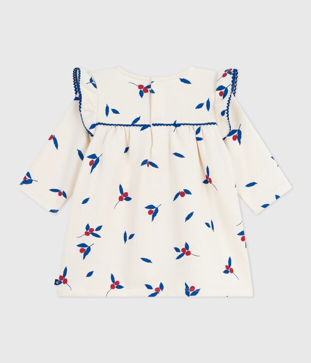 Vestido de algod&oacute;n de manga larga con estampado de ballenas para beb&eacute; crudo/multicolor