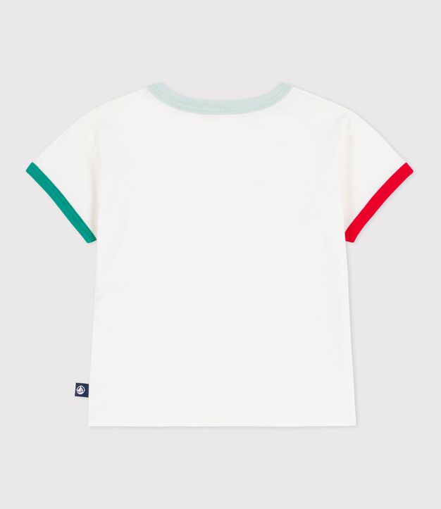 Camiseta de algod&oacute;n de manga corta con estampado para beb&eacute; blanco