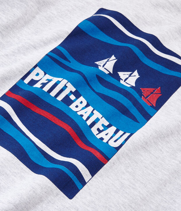 Camiseta mixta con motivo de postal gris