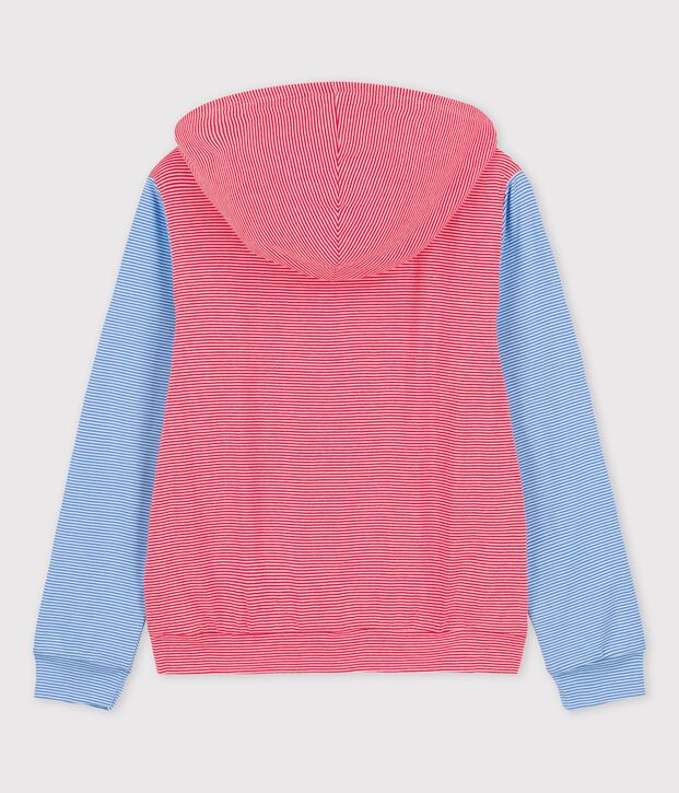 Sudadera con capucha de algod&oacute;n ORG&Aacute;NICO de mujer rojo/blanco