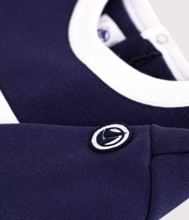 Sudadera de algod&oacute;n colorblock para beb&eacute; azul/crudo
