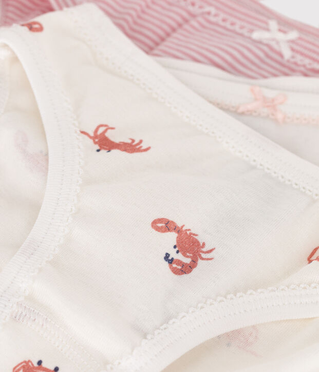 Juego de 3 braguitas infantiles de algod&oacute;n con estampado de cangrejos multicolor