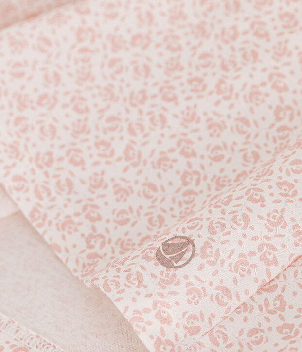 Camis&oacute;n de algod&oacute;n infantil con motivo de flores blanco/rosa