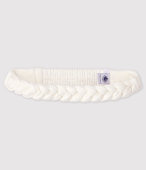 Diadema para el pelo trenzada de canalé de bebé niña blanco MARSHMALLOW