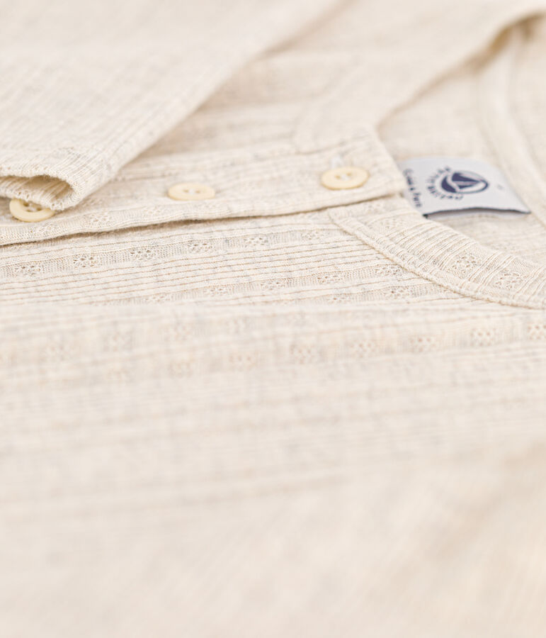 Camiseta con cuello tunecino para mujer beige