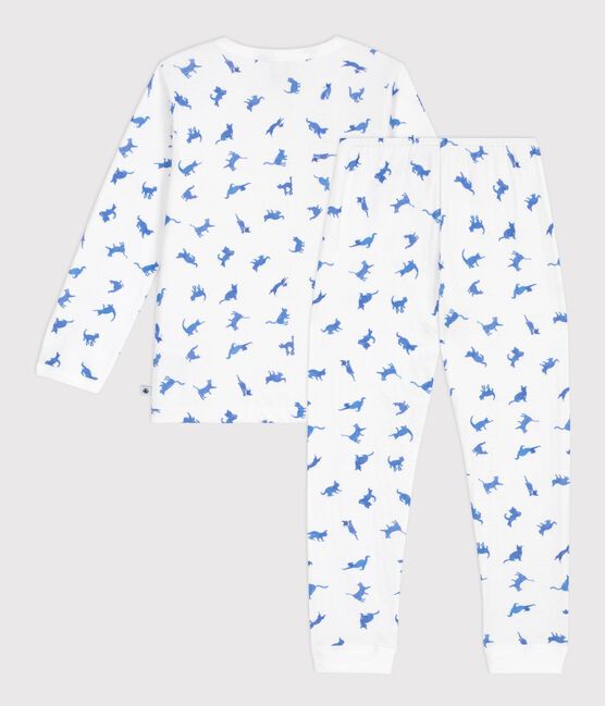 Pijama infantil de algodón con estampado de gatos blanco MARSHMALLOW/blanco MULTICO