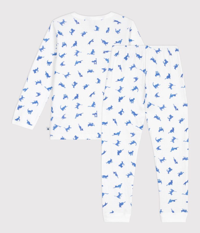 Pijama infantil de algod&oacute;n con estampado de gatos blanco/multicolor