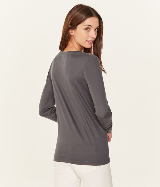 Camiseta manga larga de algodón sea island para mujer gris MAKI