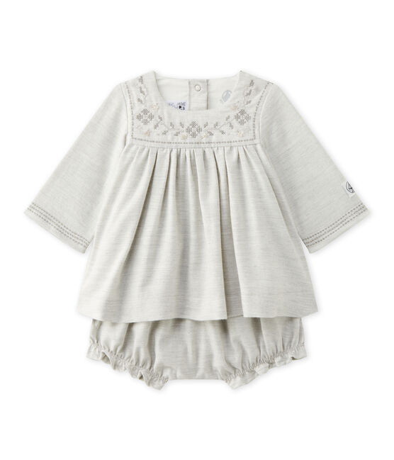 Vestido y bloomer para bebé niña gris GRIS CHINE