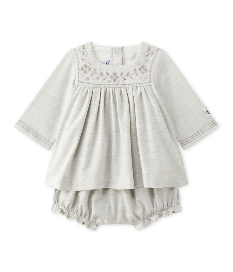 Vestido y bloomer para beb&eacute; ni&ntilde;a gris